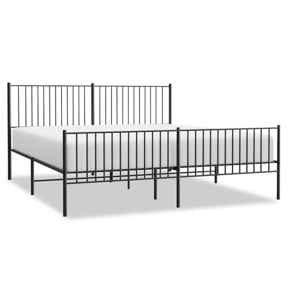 Schwarzes Metallbettgestell mit Kopfteil Necsoiu 200x200cm