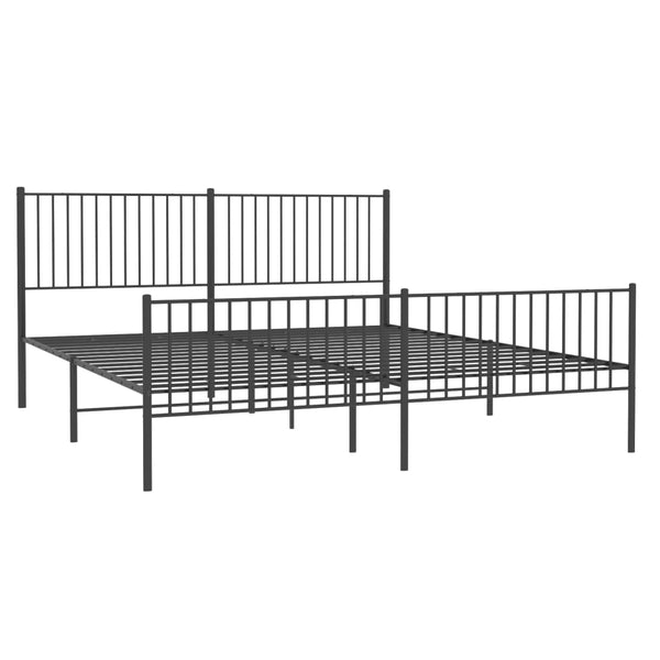 Schwarzes Metallbettgestell mit Kopfteil Necsoiu 200x200cm
