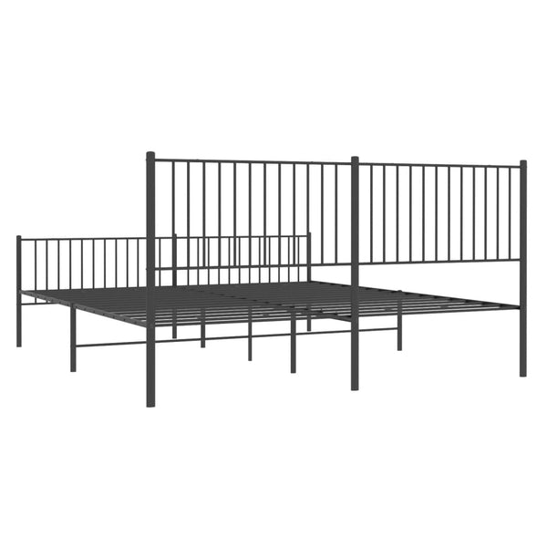 Schwarzes Metallbettgestell mit Kopfteil Necsoiu 200x200cm