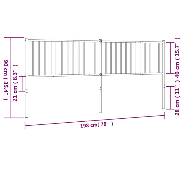 Musta metallinen sängynpääty Smil 193cm