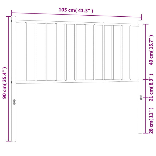 Valkoinen metallinen sängynpääty Smil 100cm