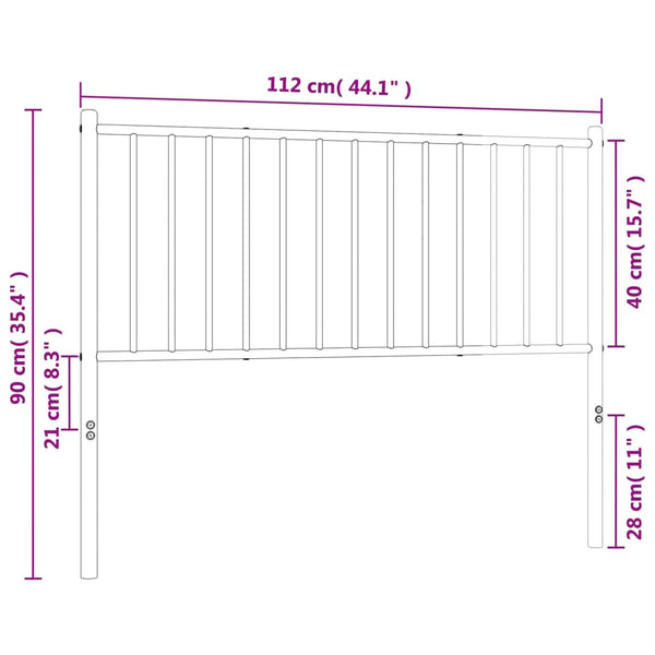 Valkoinen metallinen sängynpääty Smil 107cm