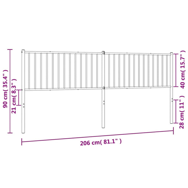 Valkoinen metallinen sängynpääty Smil 200cm
