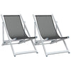 Graue, klappbare Strandstühle Zefi (2 Stück Aluminium und Textilene)