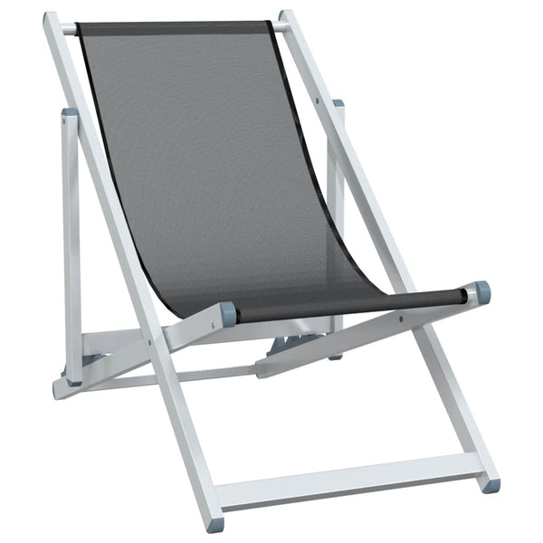 Graue, klappbare Strandstühle Zefi (2 Stück Aluminium und Textilene)