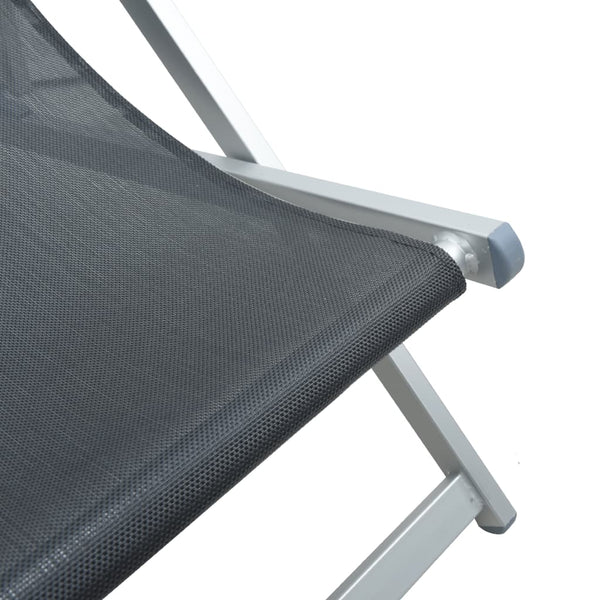 Graue, klappbare Strandstühle Zefi (2 Stück Aluminium und Textilene)