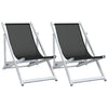 2 klappbare Strandstühle Zefi (2 x Schwarz, Aluminium und Textilene)