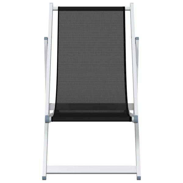 2 klappbare Strandstühle Zefi (2 x Schwarz, Aluminium und Textilene)