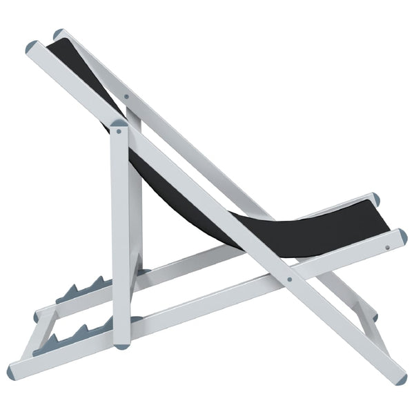 2 klappbare Strandstühle Zefi (2 x Schwarz, Aluminium und Textilene)