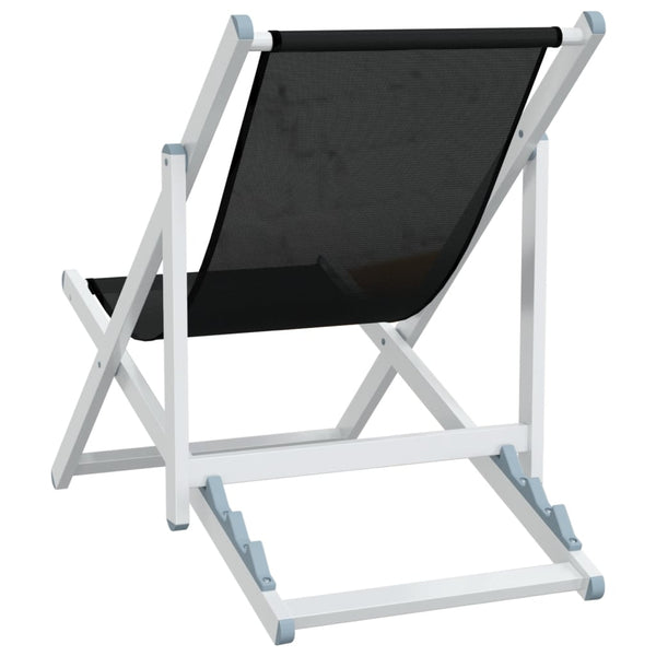 2 klappbare Strandstühle Zefi (2 x Schwarz, Aluminium und Textilene)