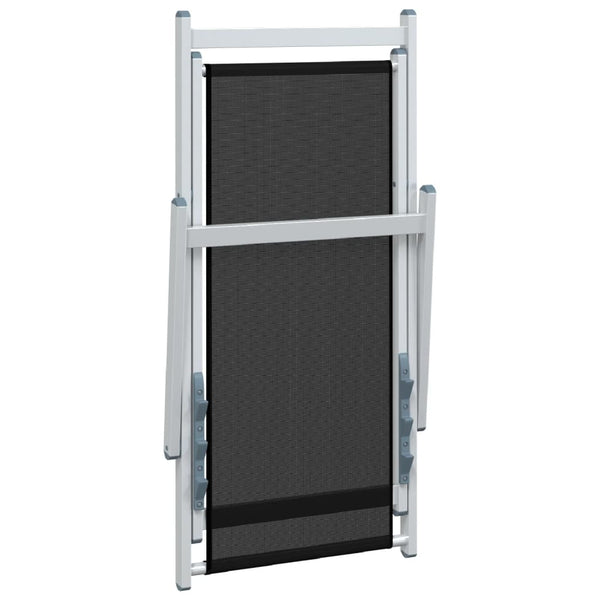 2 klappbare Strandstühle Zefi (2 x Schwarz, Aluminium und Textilene)