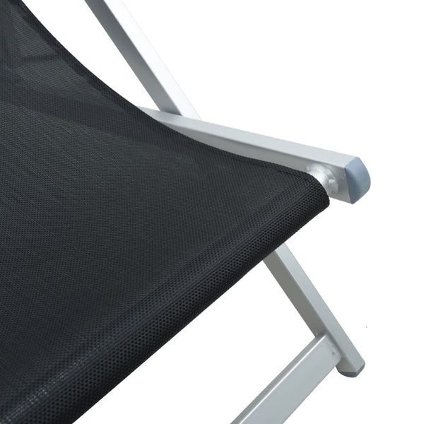 2 klappbare Strandstühle Zefi (2 x Schwarz, Aluminium und Textilene)