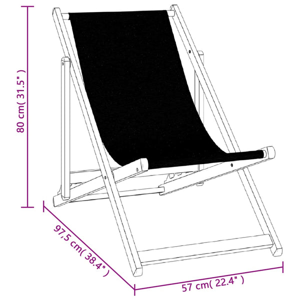 2 klappbare Strandstühle Zefi (2 x Schwarz, Aluminium und Textilene)