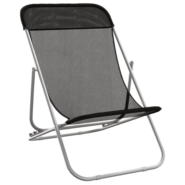 Schwarze klappbare Strandstühle Newman (2 Stück Textilene / Stahl)