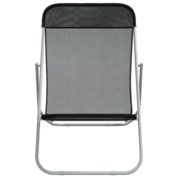 Schwarze klappbare Strandstühle Newman (2 Stück Textilene / Stahl)