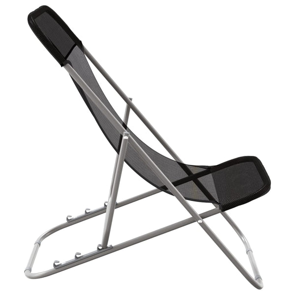 Schwarze klappbare Strandstühle Newman (2 Stück Textilene / Stahl)