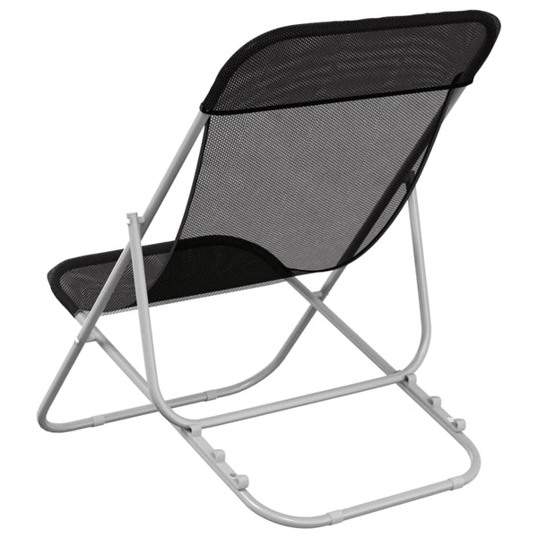 Schwarze klappbare Strandstühle Newman (2 Stück Textilene / Stahl)