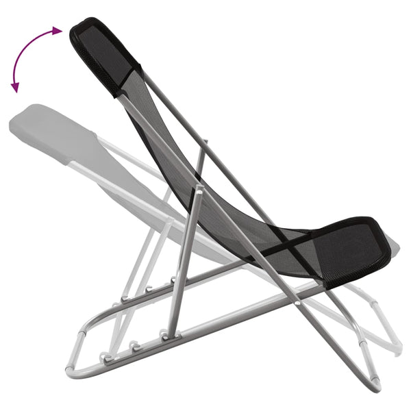 Schwarze klappbare Strandstühle Newman (2 Stück Textilene / Stahl)