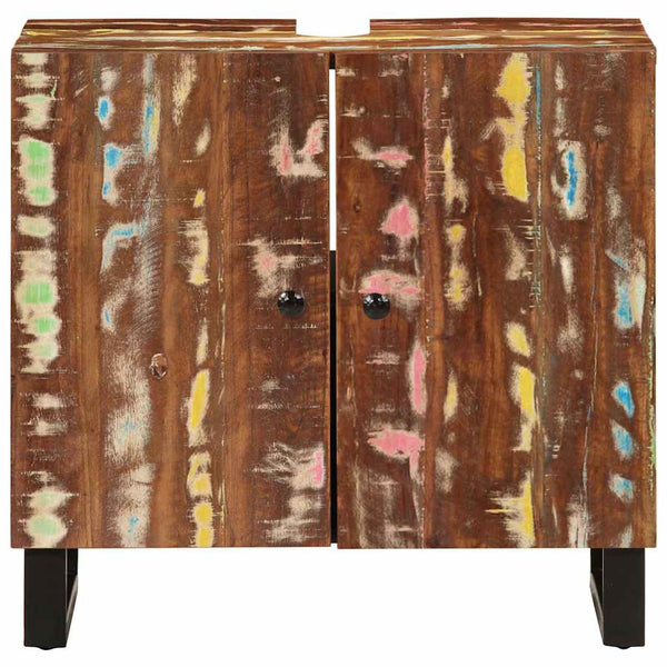 Waschtischunterschrank Sinziana 62x33x58cm (recyceltes Massivholz und Holz)