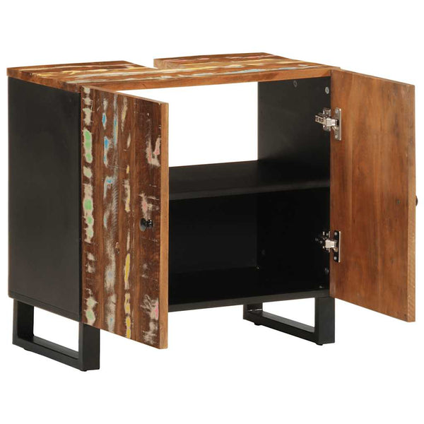 Waschtischunterschrank Sinziana 62x33x58cm (recyceltes Massivholz und Holz)