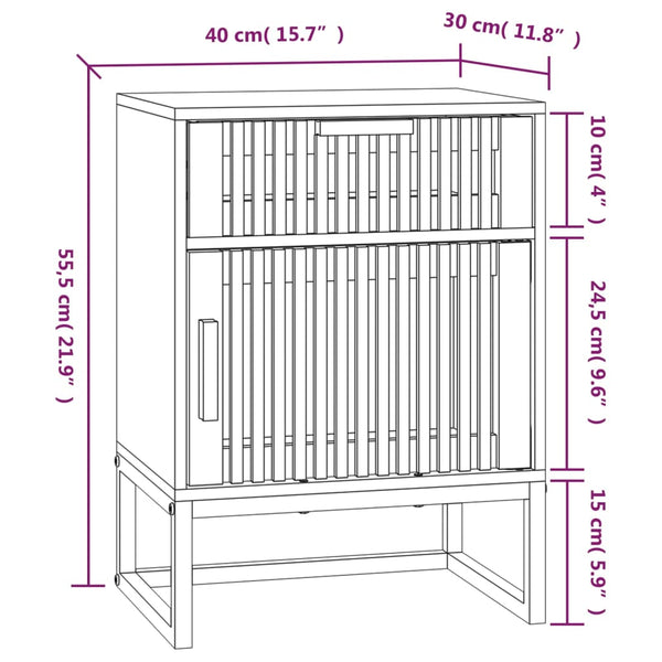 Nachttisch Ridiva 40x30x55,5cm (Holz und Eisen)
