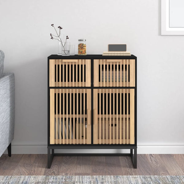 Schwarze Kommode Erdvilia 60x30x75cm (Holz)