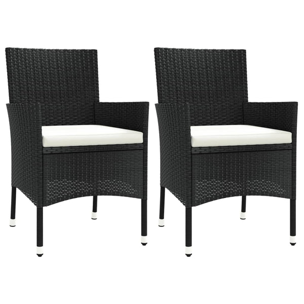 Schwarze Gartenstühle mit Kissen Gimeno (2 Stück Polyrattan)
