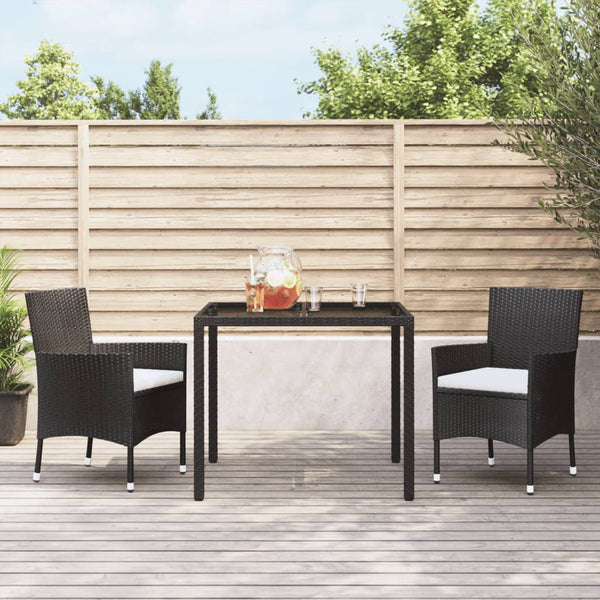 Schwarze Gartenstühle mit Kissen Gimeno (2 Stück Polyrattan)