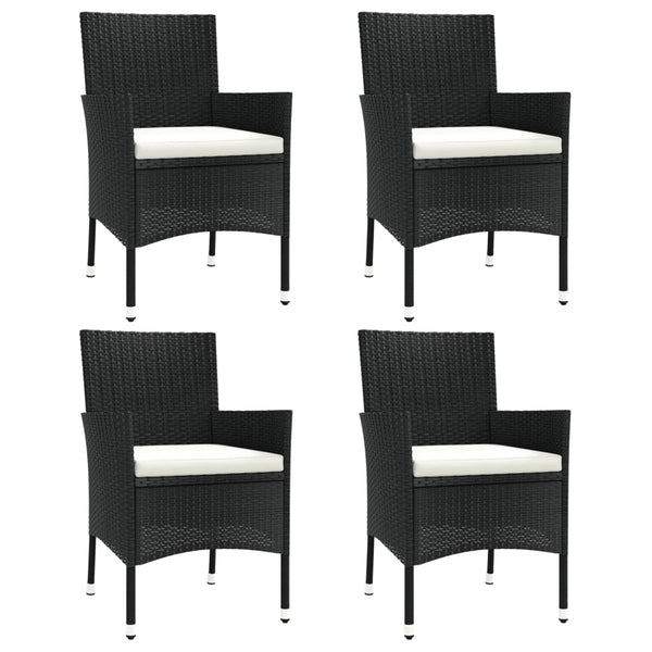 Schwarze Gartenstühle mit Kissen Gimeno (4 Stk. Polyrattan)