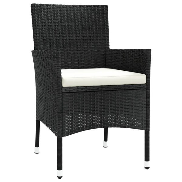 Schwarze Gartenstühle mit Kissen Gimeno (4 Stk. Polyrattan)
