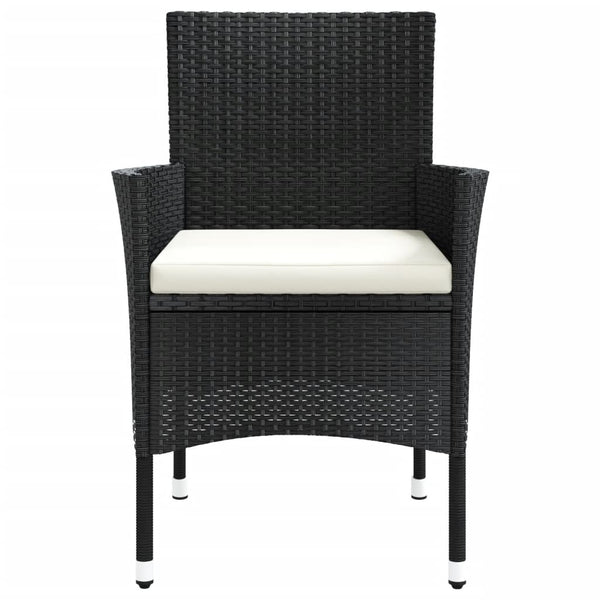 Schwarze Gartenstühle mit Kissen Gimeno (4 Stk. Polyrattan)