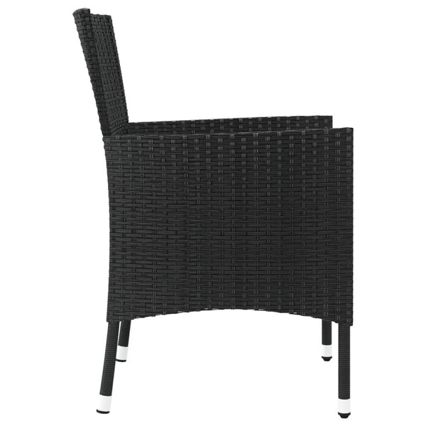 Schwarze Gartenstühle mit Kissen Gimeno (4 Stk. Polyrattan)