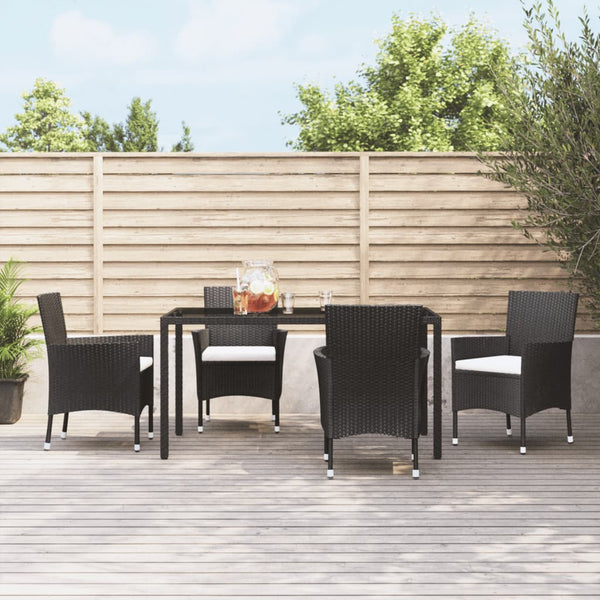 Schwarze Gartenstühle mit Kissen Gimeno (4 Stk. Polyrattan)