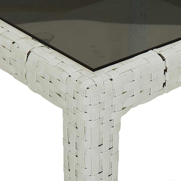 Weißer Gartentisch Iboica 250x100x75cm (Polyrattan und Glas)