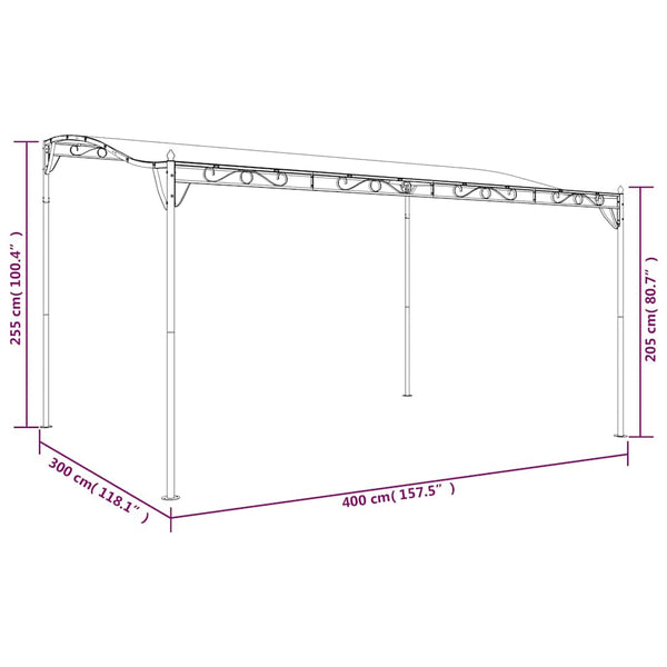 Creme Pavillon Niyazi 4x3 m (180 g/m² Gewebe und Stahl)