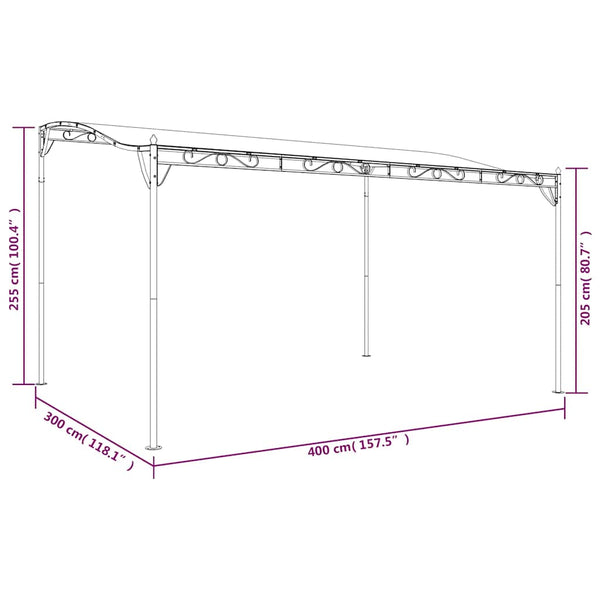 Antrasiitti katos Niyazi 4x3 m (180 g/m² kangas ja teräs)