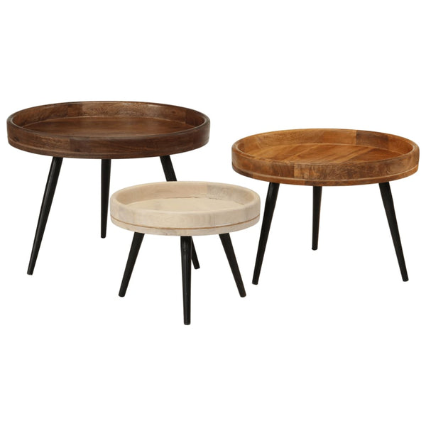 Runde Couchtische Goldemberg (3er-Set Mangoholz)