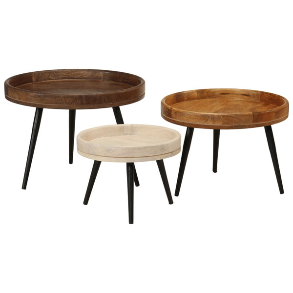 Runde Couchtische Goldemberg (3er-Set Mangoholz)