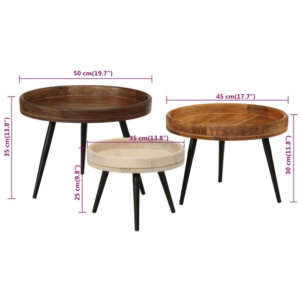 Runde Couchtische Goldemberg (3er-Set Mangoholz)