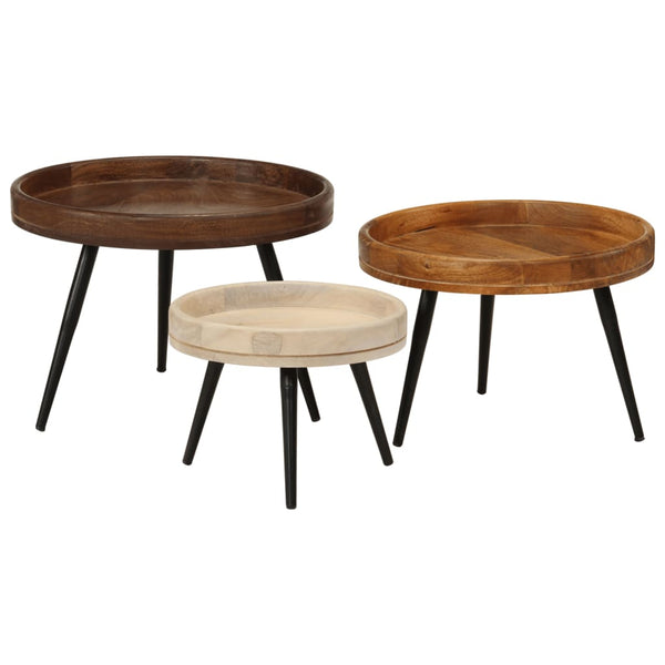 Runde Couchtische Goldemberg (3er-Set Mangoholz)