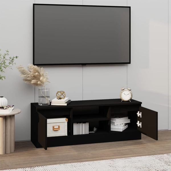 Schwarzes TV-Möbel Ilviana mit Tür 102x30x36cm
