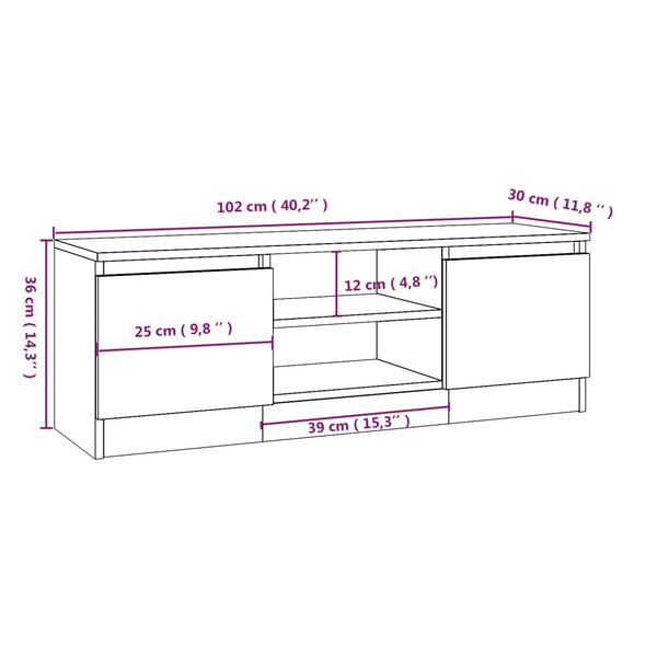 Schwarzes TV-Möbel Ilviana mit Tür 102x30x36cm