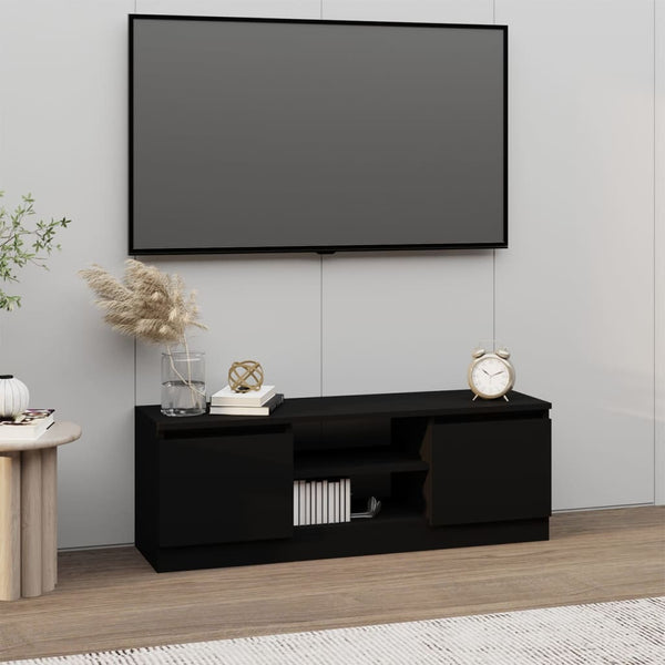 Schwarzes TV-Möbel Ilviana mit Tür 102x30x36cm
