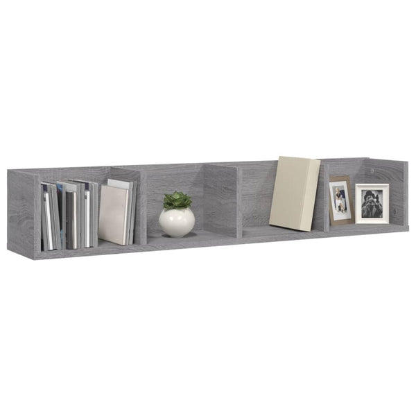 Graues CD-Regal Mariene 100x18x18cm (Holz)