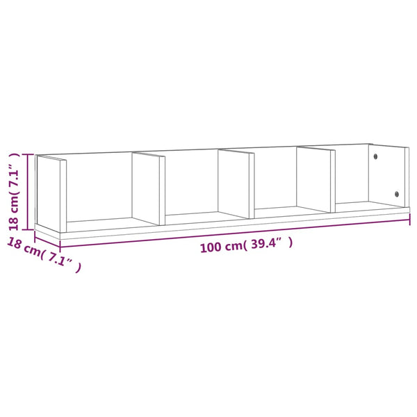 Graues CD-Regal Mariene 100x18x18cm (Holz)