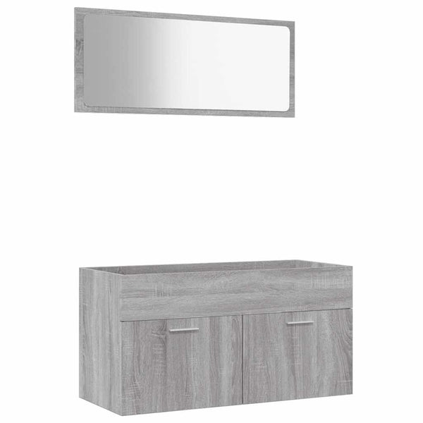 Graue Badezimmermöbel-Set Ghermanos (2-teilig, Sonoma-Holz)