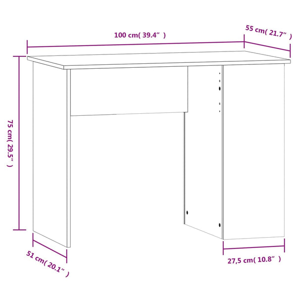 Betongrauer Schreibtisch Polifronie 100x55x75cm (Holz)