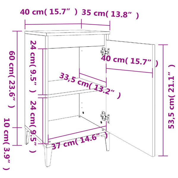 Nachttisch Miolica 40x35x70cm Betongrau (Holz)