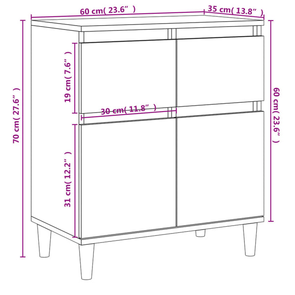 Rauchfarbener Eichenschrank Tirsin 60x35x70cm (Holz)
