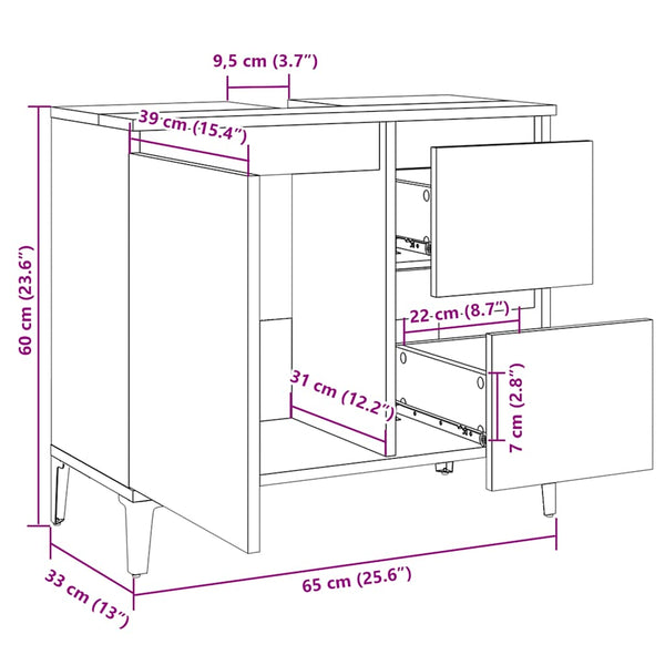 Schwarzer Badezimmerschrank Marituta 65x33x60cm (Holz)